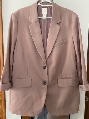 H&M Dusty Mauve Oversized Womens Blazer Jacket